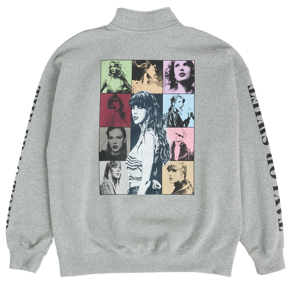 Taylor Swift The Eras International Tour Grey Quarter Zip Back Flat