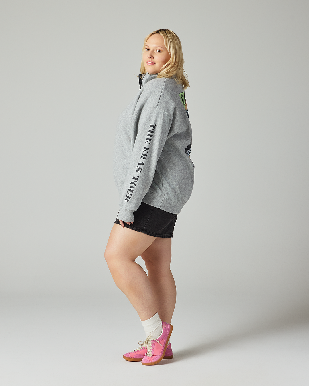 Taylor Swift The Eras International Tour Grey Quarter Zip Side Full Length