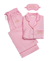 Pink pajama set with matching eye mask 