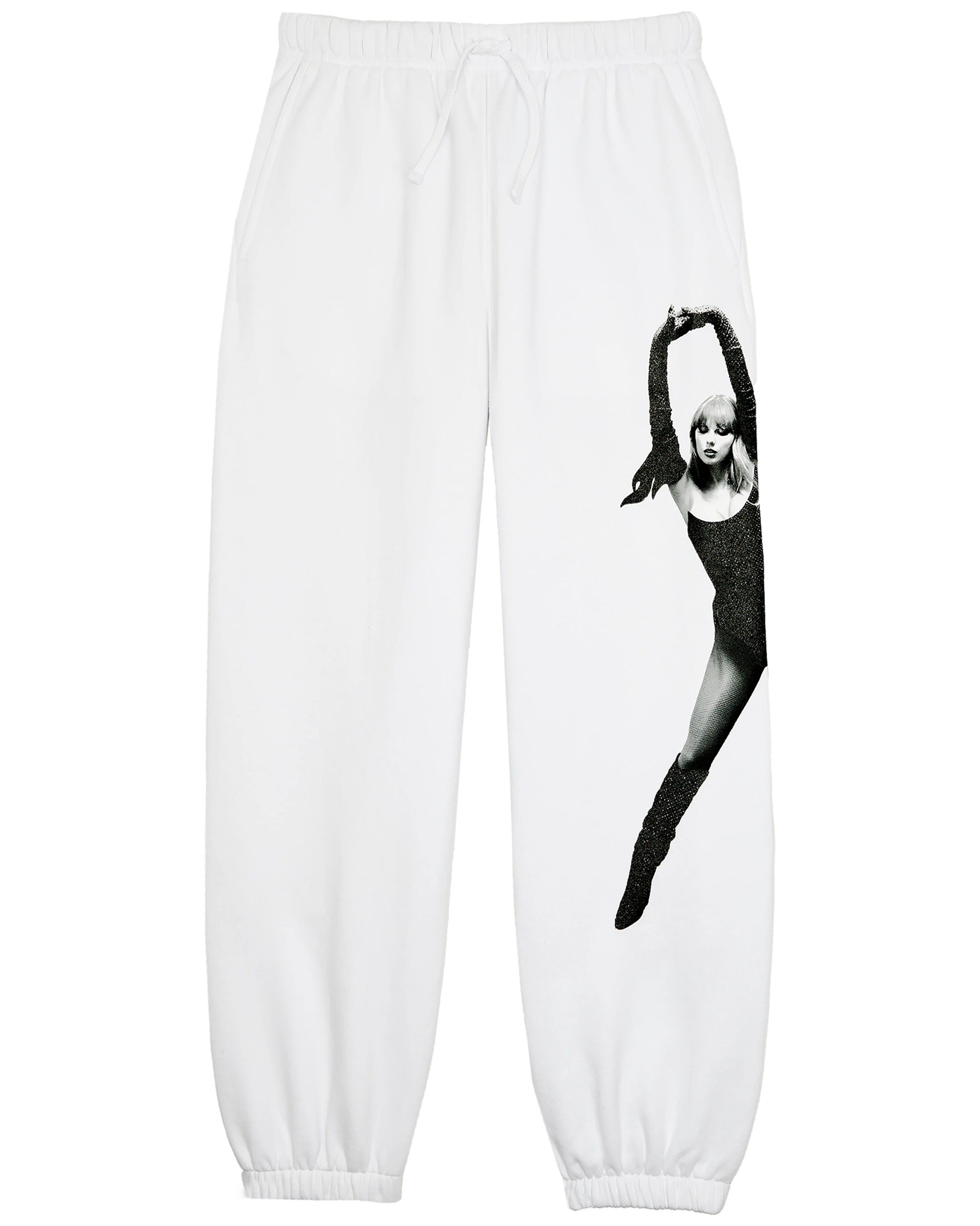 The Life of a Showgirl Shiny Bug White Sweatpants 1