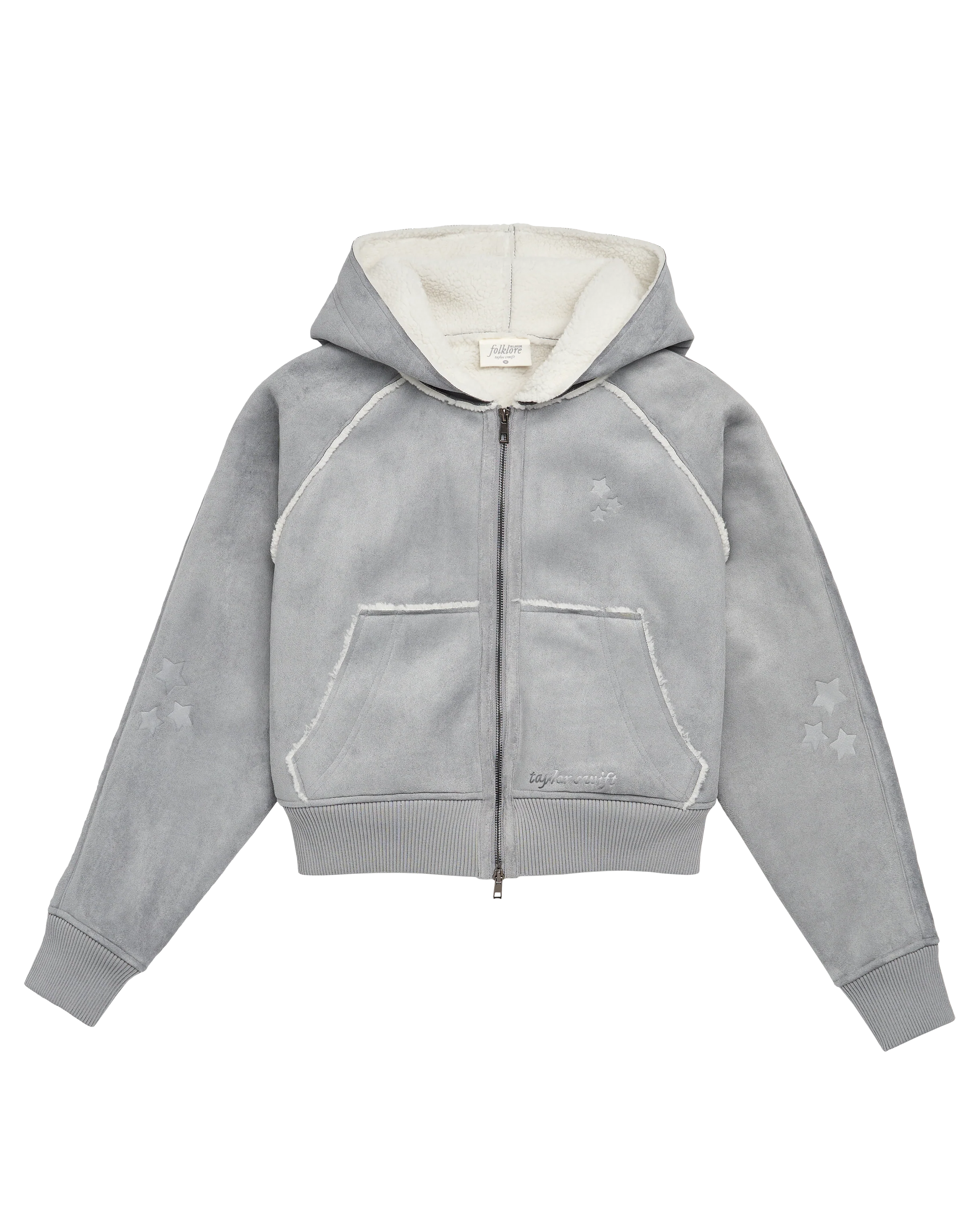 Folklore Album Gray Faux Shearling Jacket 1