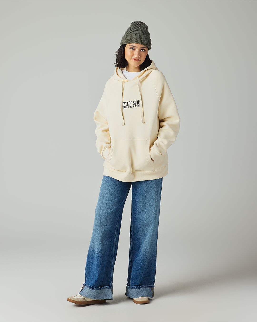 Taylor Swift The Eras International Tour Beige Hoodie Front Full Body 
