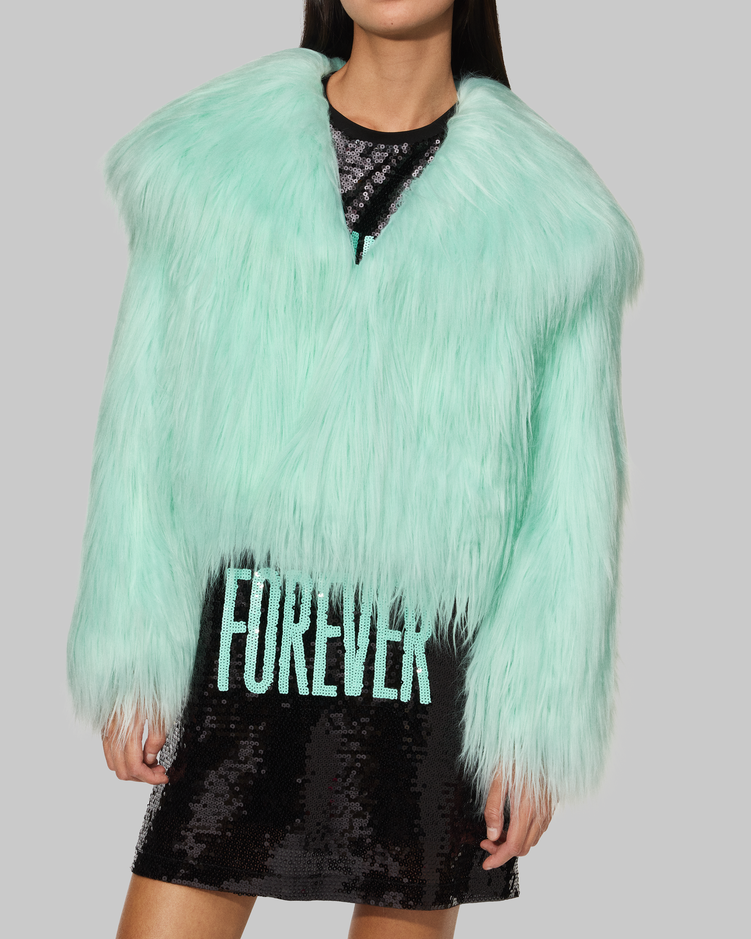 The Life of a Showgirl Mint Faux Fur Coat 6