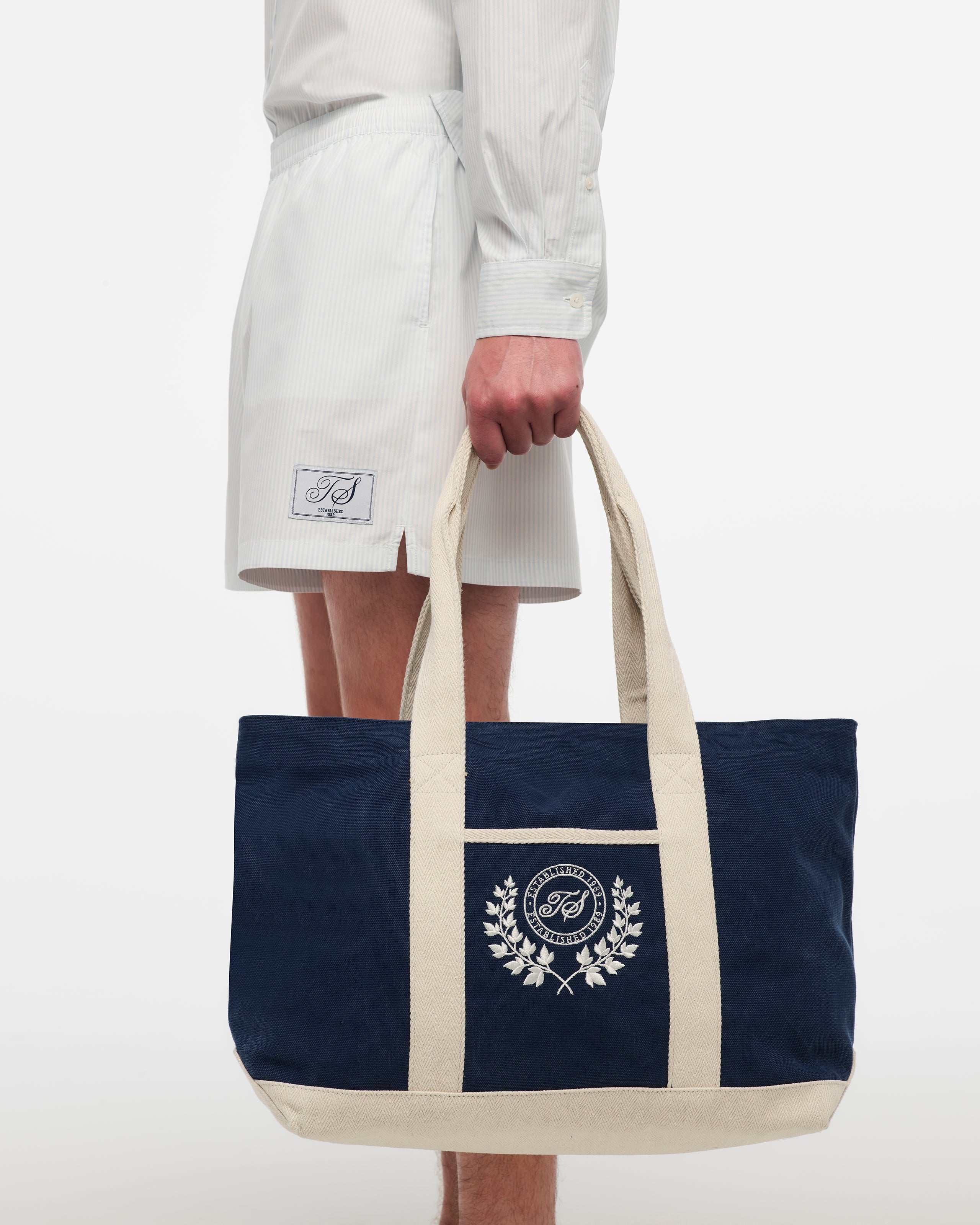 TS Crest Washed Navy Beach Bag 1