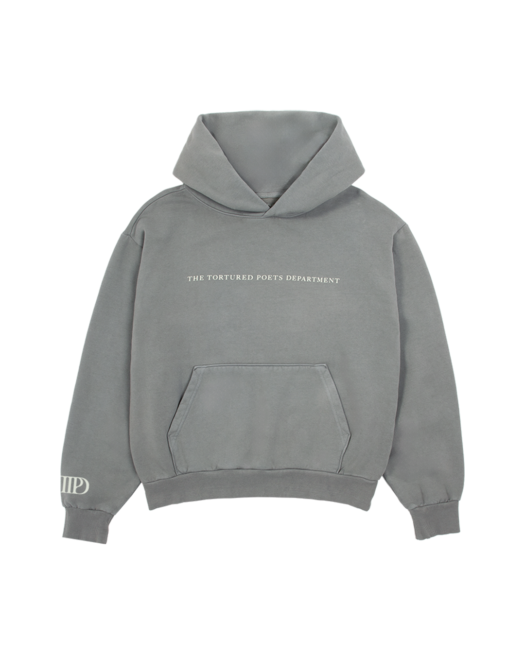 The Tortured Poets Department Gray Hoodie Front