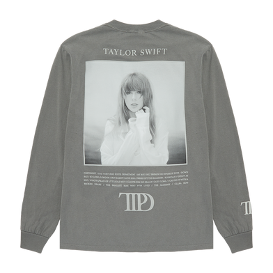 The Tortured Poets Department Gray Photo Long Sleeve T-Shirt Back