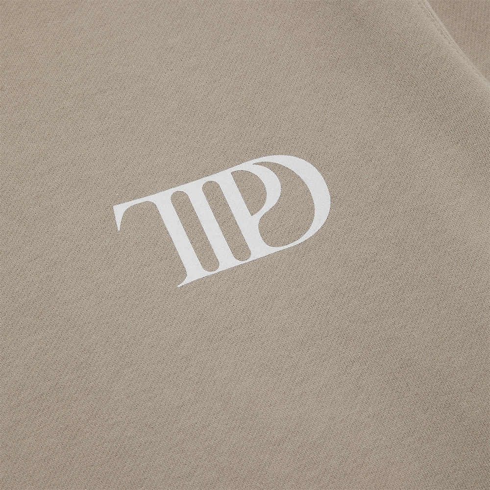 The Tortured Poets Department Beige Crewneck Chest Print Detail