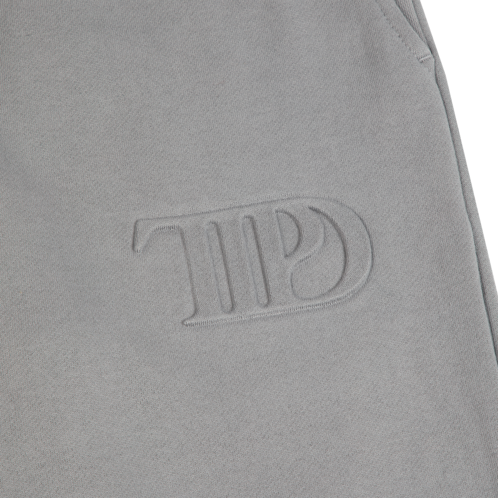 Gray Embossed Sweatpants Logo Detail