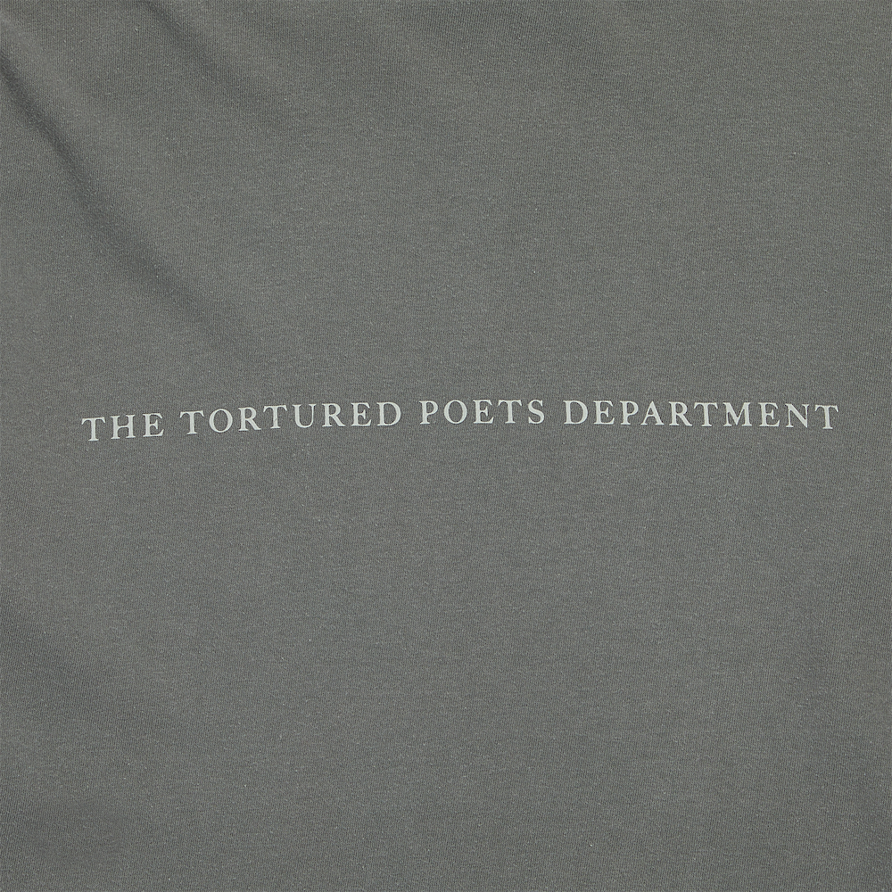 The Tortured Poets Department Gray Photo Long Sleeve T-Shirt Front Print Detail