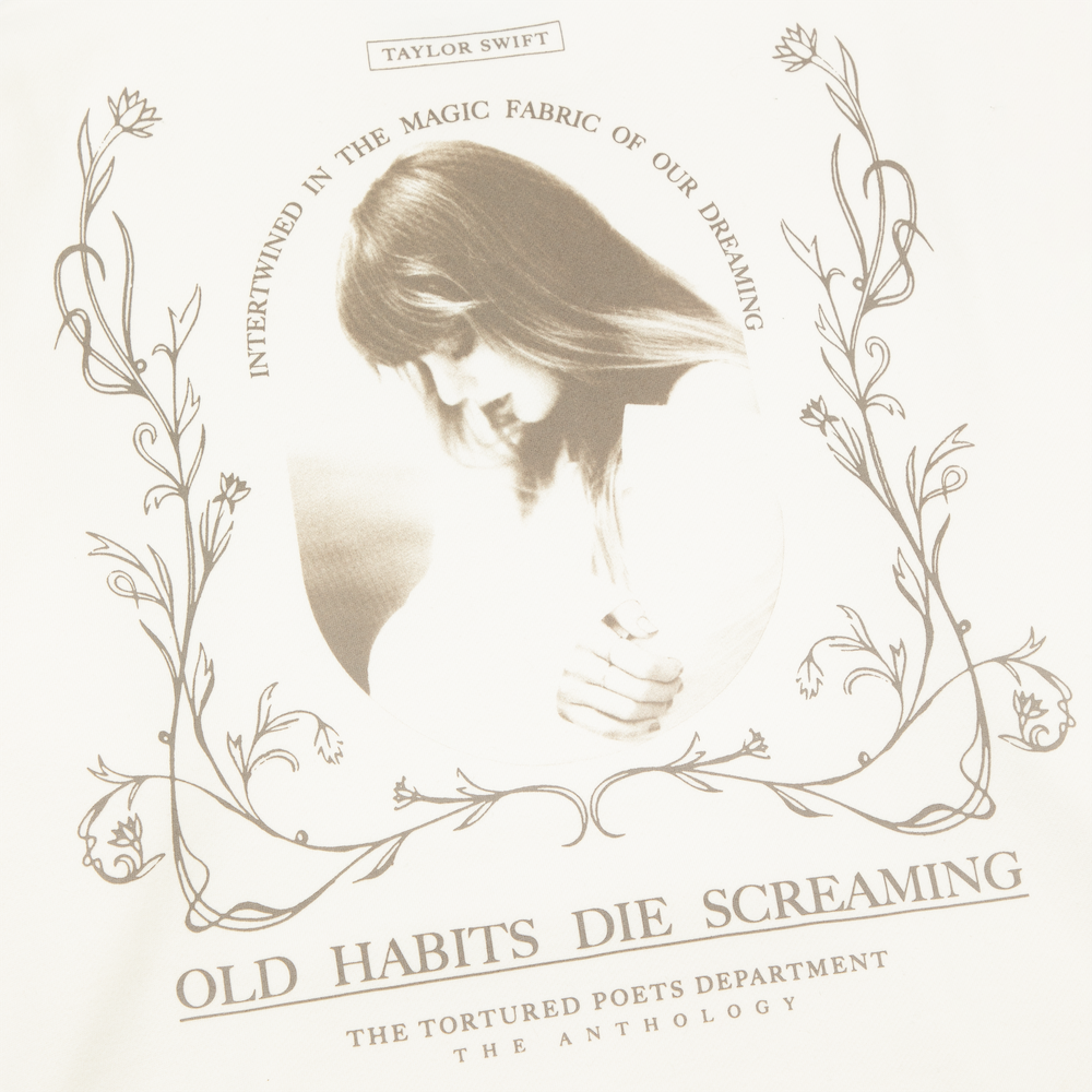 Old Habits Die Screaming Kanga Pocket Crewneck Detail