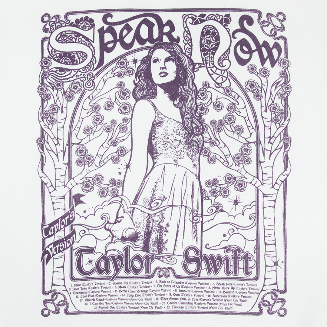 Speak Now (Taylor's Version) Tracklist White Crewneck Detail