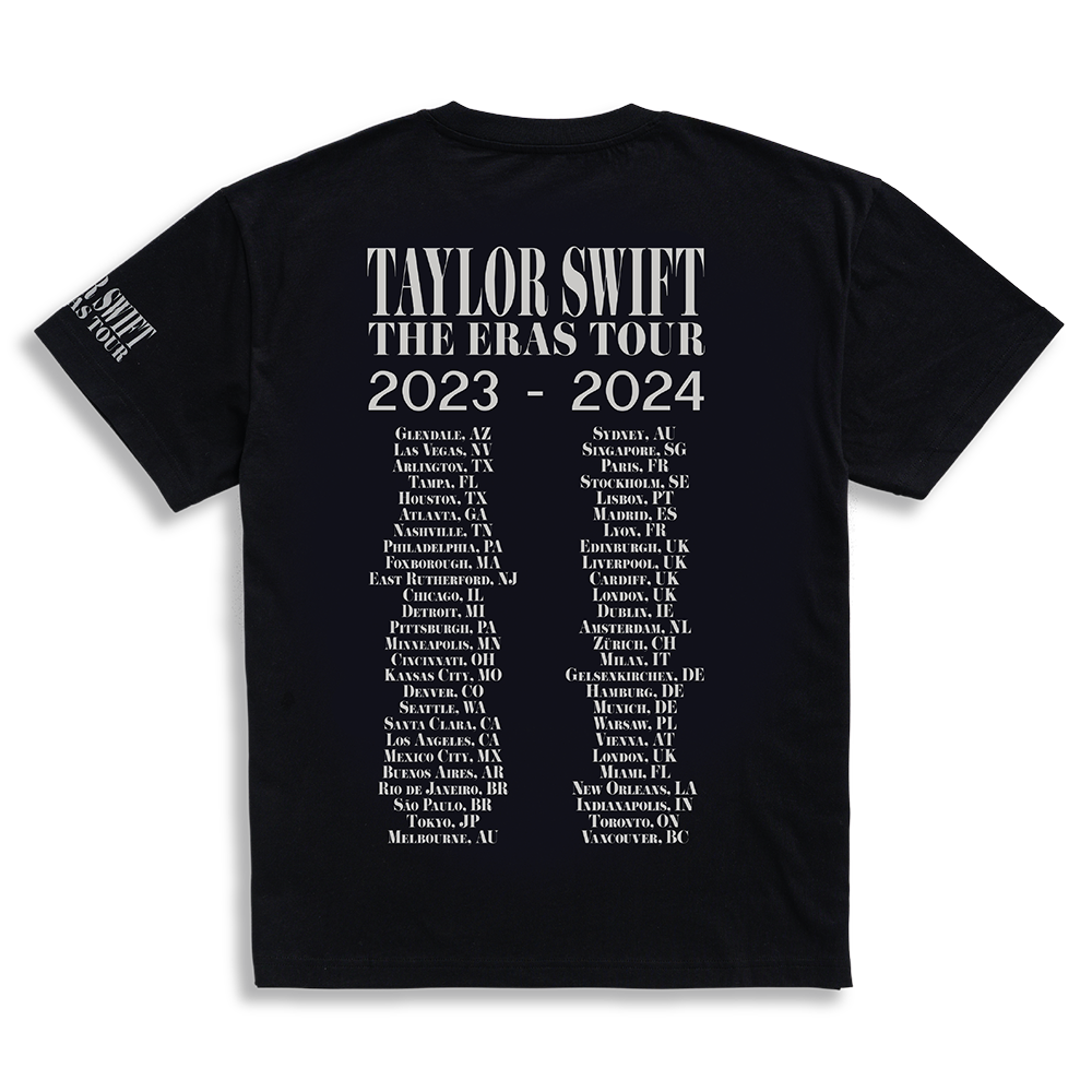 Taylor Swift The Eras Tour Black T-Shirt, Australia Back