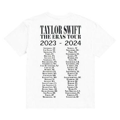 Taylor Swift The Eras Tour White T-Shirt, Australia Back