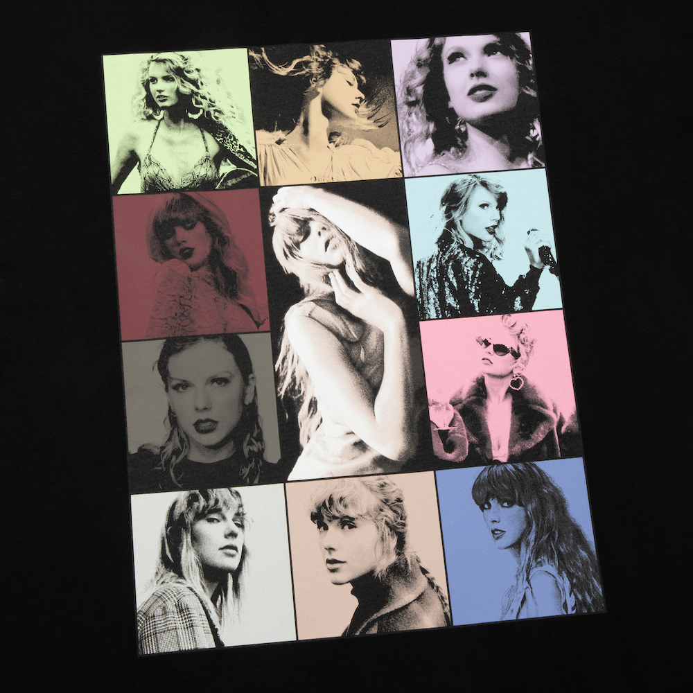 Taylor Swift The Eras II Tour Black T-Shirt front close up