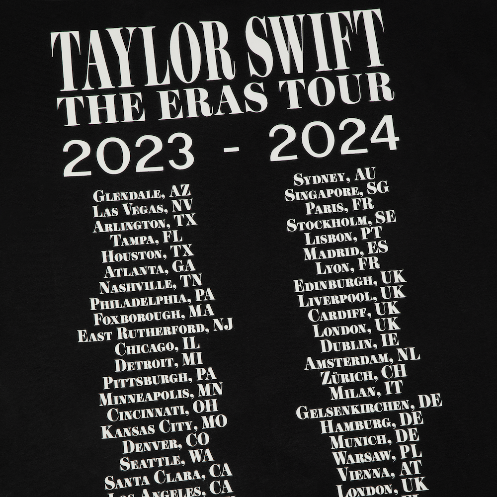 Taylor Swift The Eras II Tour Black T-Shirt back close up