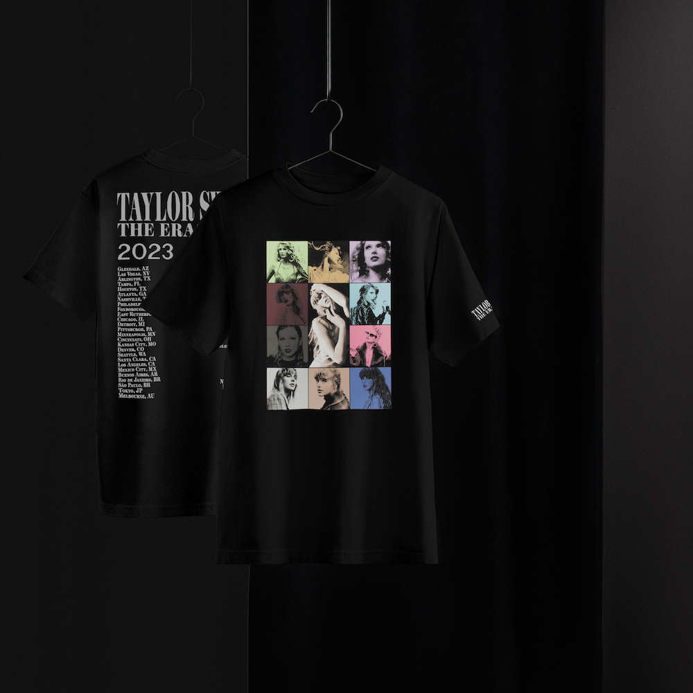 Taylor Swift The Eras II Tour Black T-Shirt on hanger