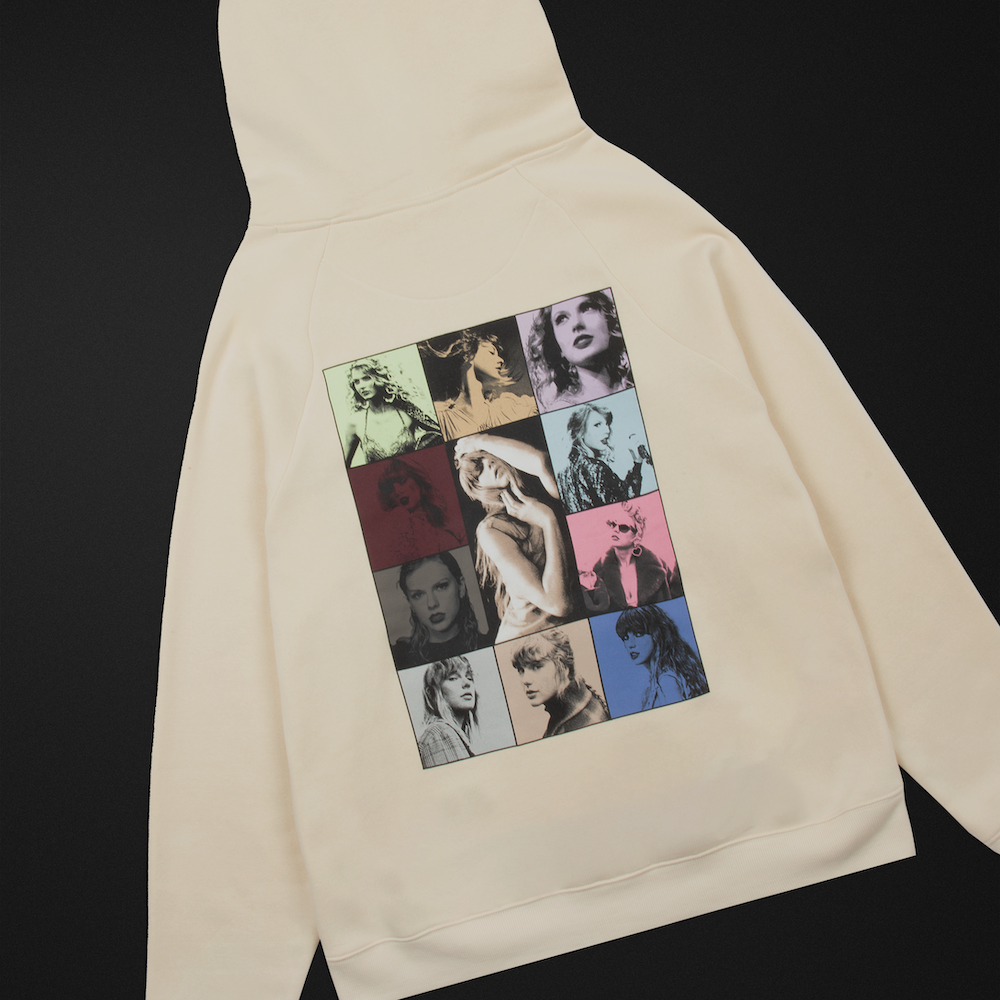 Taylor Swift The Eras II Tour Cream Hoodie back flat lay