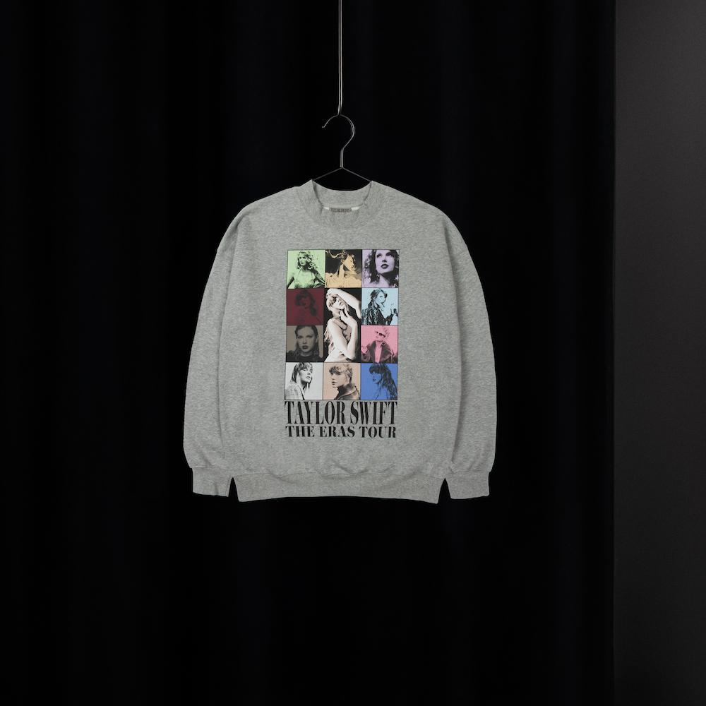 Taylor Swift The Eras II Tour Gray Crewneck on hanger