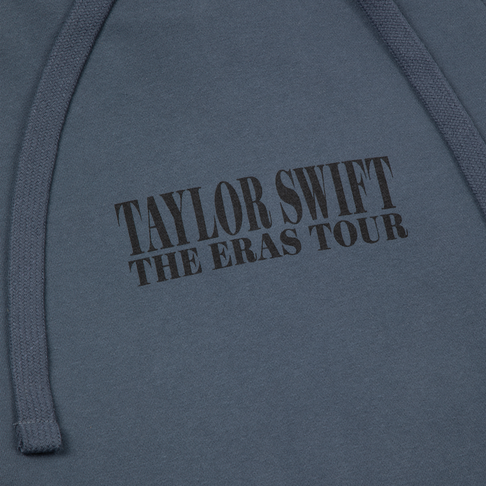 Taylor Swift The Eras II Tour Washed Blue Hoodie front close up