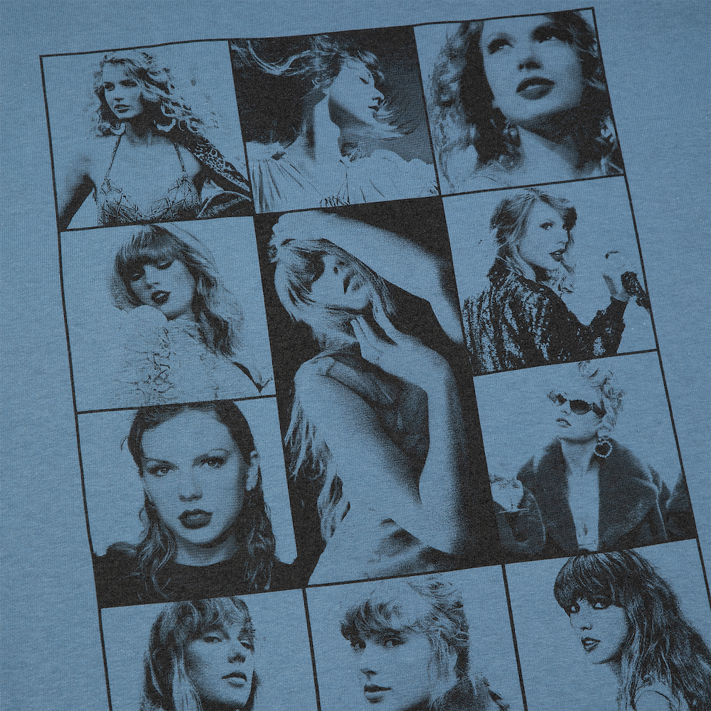 Taylor Swift The Eras Tour Blue T-Shirt front close up