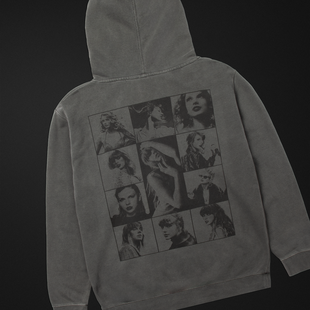 Taylor Swift The Eras Tour Charcoal Hoodie back flat lay