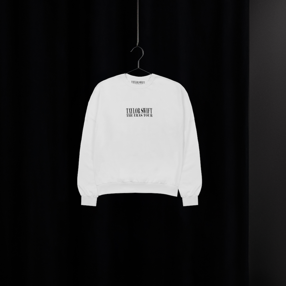 Taylor Swift The Eras Tour White Crewneck on hanger