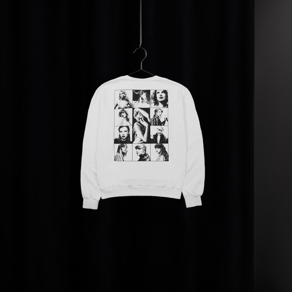 Taylor Swift The Eras Tour White Crewneck back on hanger