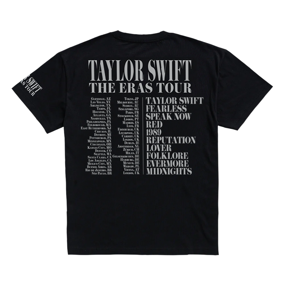 Taylor Swift The Eras International Tour Black T-Shirt Back