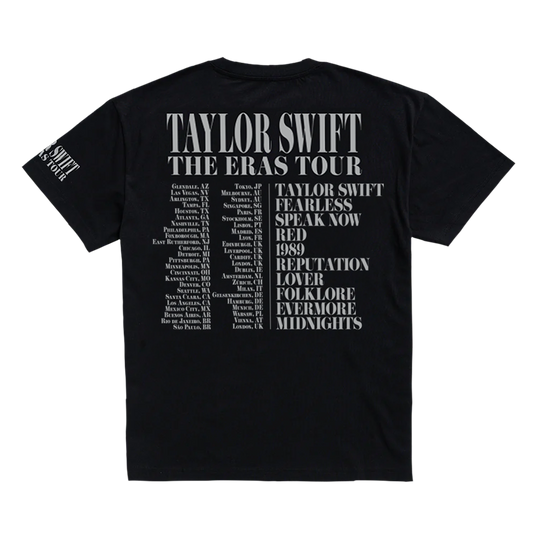 Taylor Swift The Eras International Tour Black T-Shirt Back