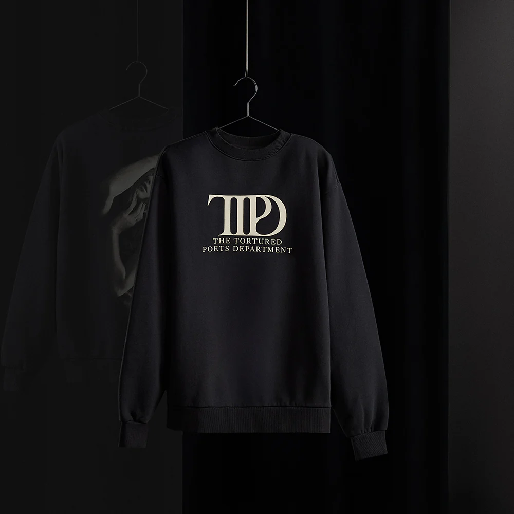 The Tortured Poets Department Black Crewneck Lifestyle Front