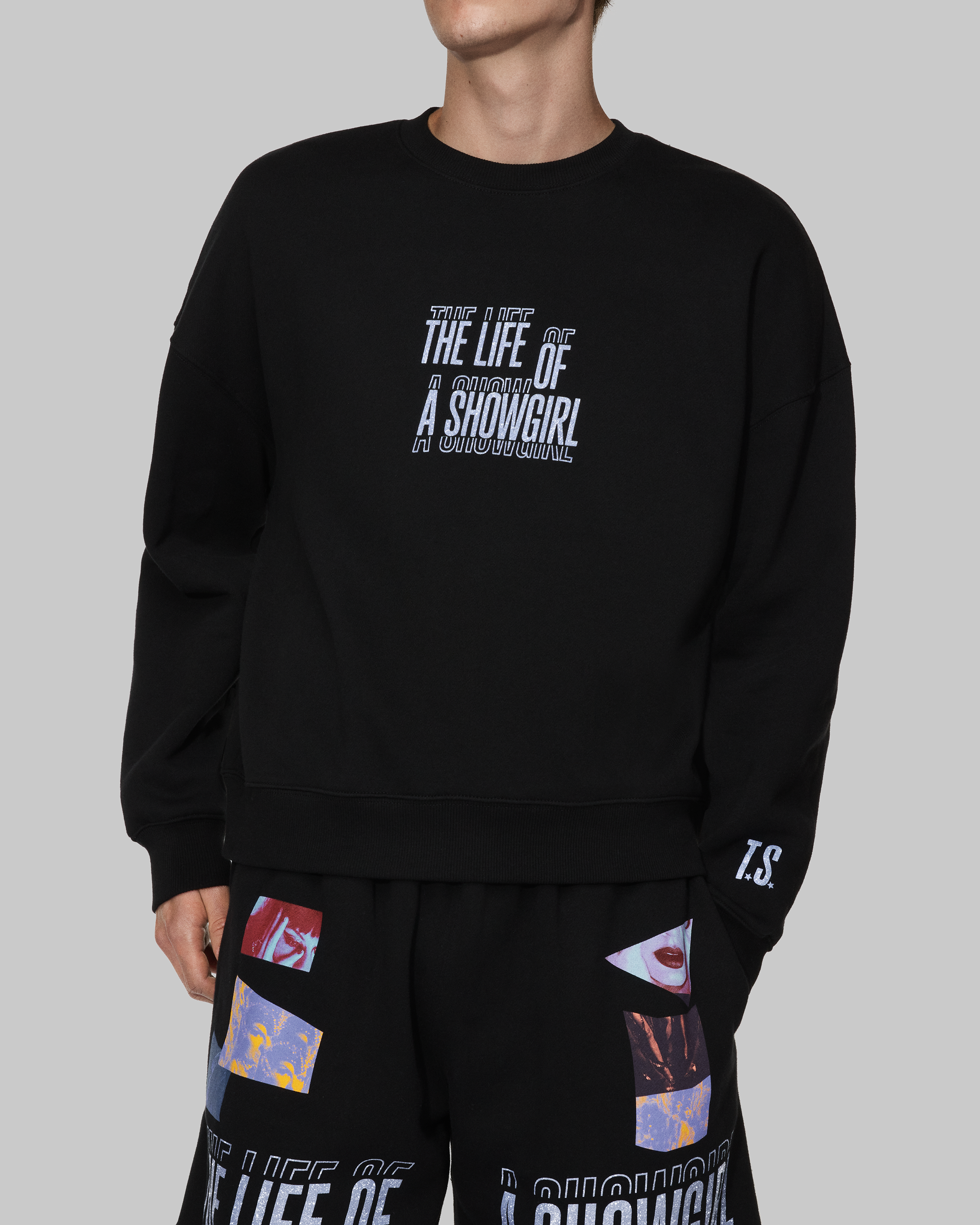 The Life of a Showgirl Film Strip Black Crewneck Sweatshirt Front 2