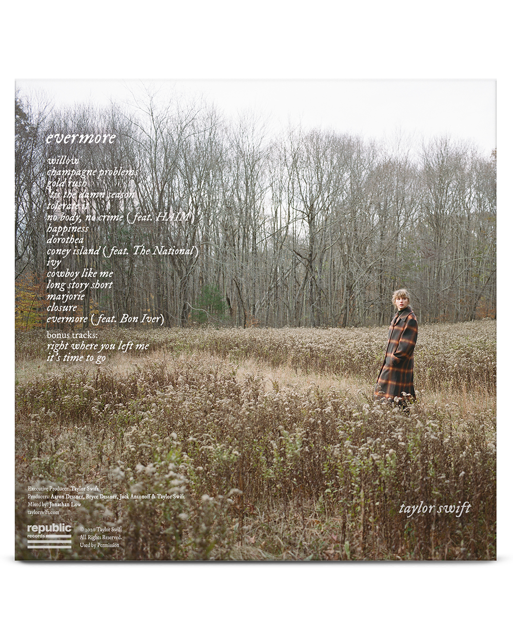 evermore album deluxe edition vinyl Back