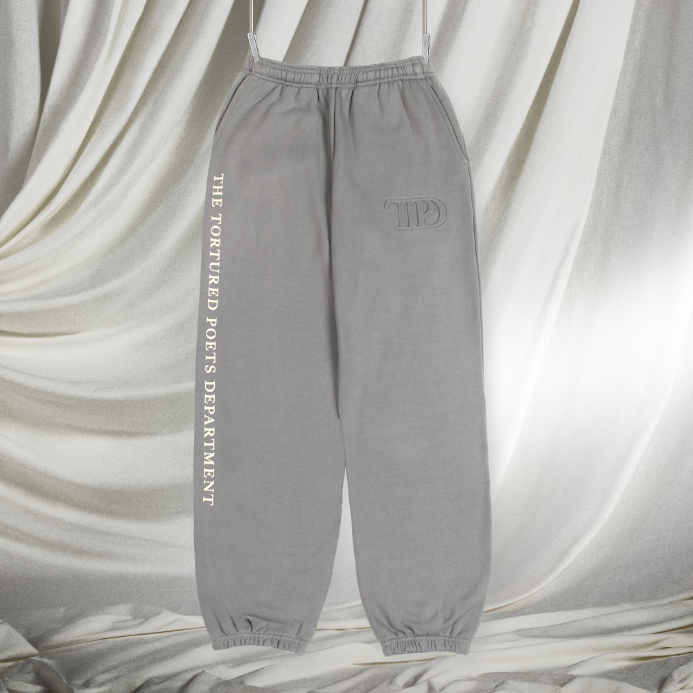 Gray Embossed Sweatpants Front