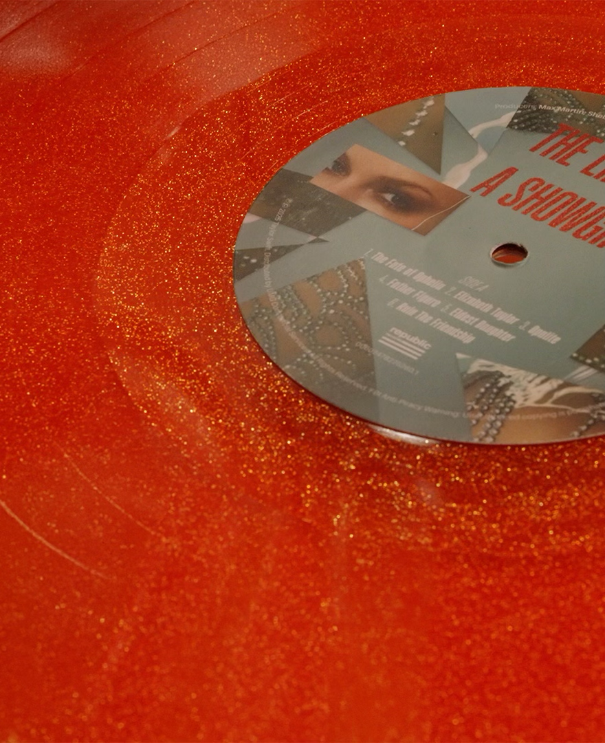 The Life of a Showgirl: Sweat and Vanilla Perfume Portofino Orange Glitter Vinyl Detail
