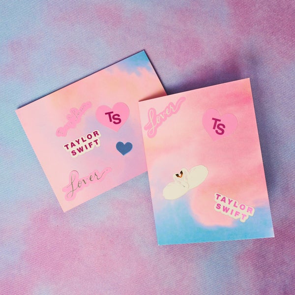 Lover Album Valentine's Day Cards and Stickers on Tie Dyed background
