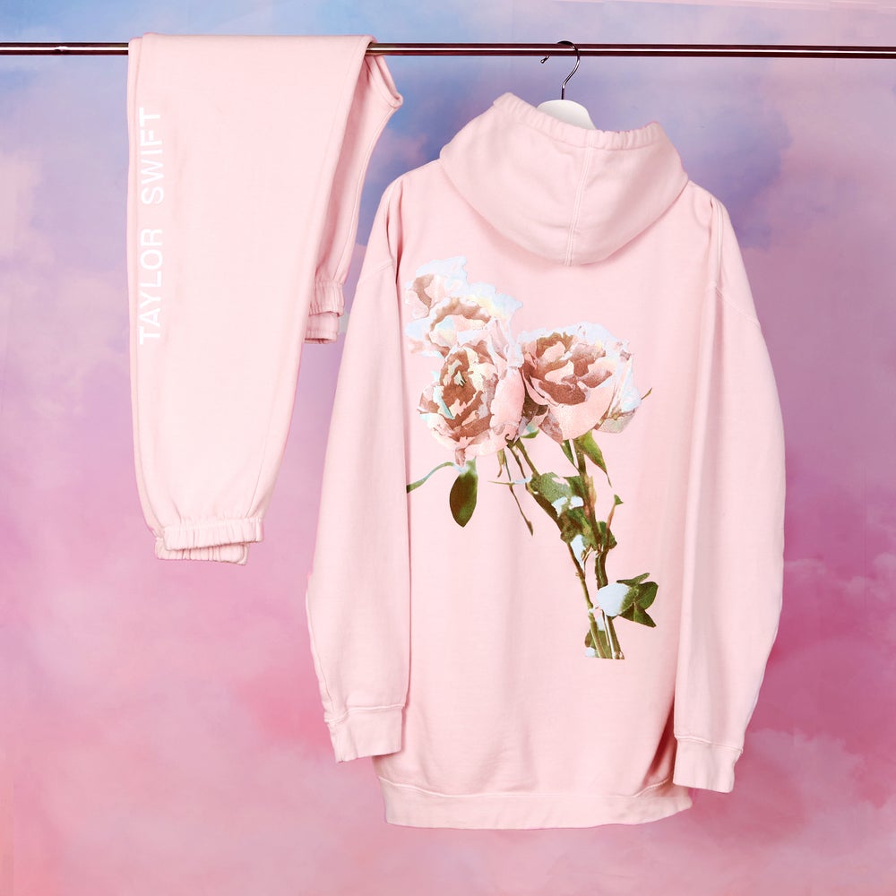 Taylor Swift Pink Sweatpants w/ Matching Glitter Rose Hoodie