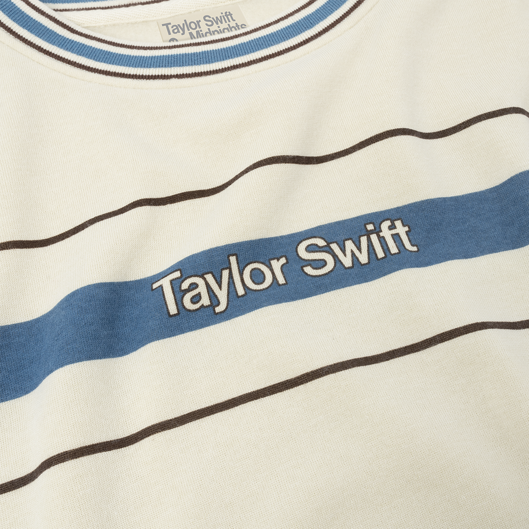 Taylor Swift Midnights Striped Crewneck Detail Angle