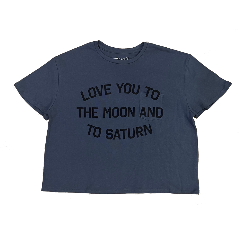 To the Moon and Saturn Cropped Pocket T-Shirt